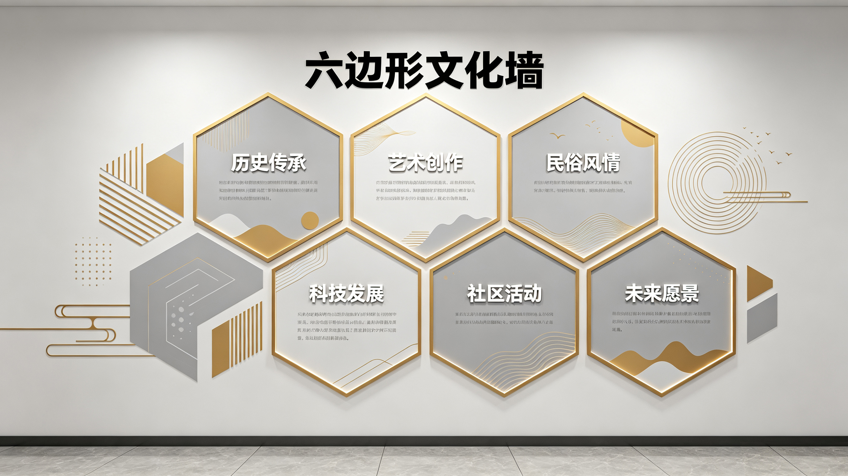 咸阳企业文化墙 | 六边形信息美学